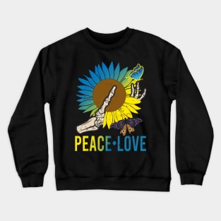 Skeleton Hand Sunflower Butterflies Peace Love Crewneck Sweatshirt